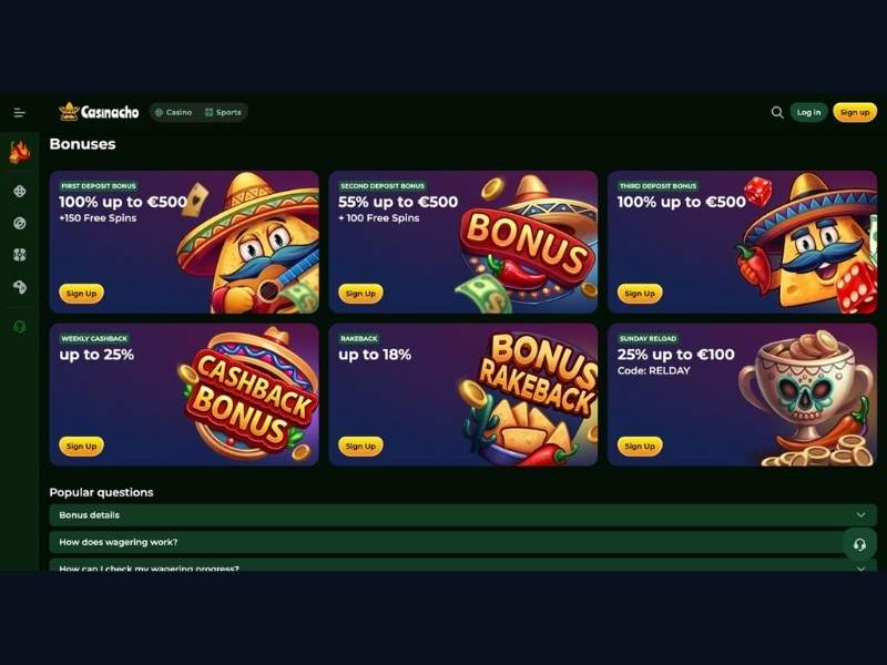 Bonus Casinacho Casino (Nacho Casino) per giocatori live italiani: cashback sulle perdite live, strategia bonus e come massimizzare il valore